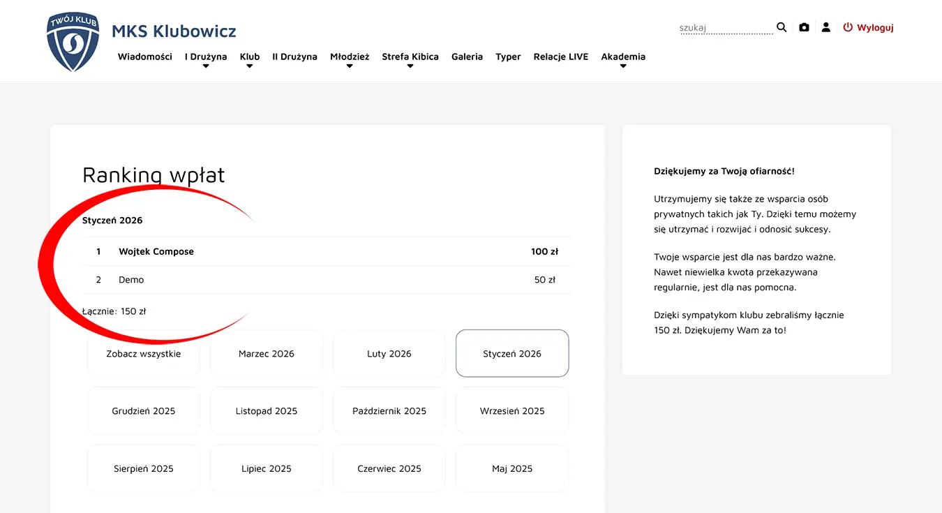 Wesprzyj klub finansowo